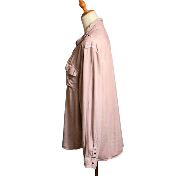 American Eagle Mauve Pink Boyfriend Fit Oversized Button-Up Shirt Plus Size - Picture 3 of 7